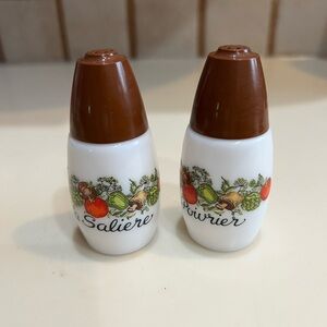 Corningware White and Brown Salt and Pepper Shakers